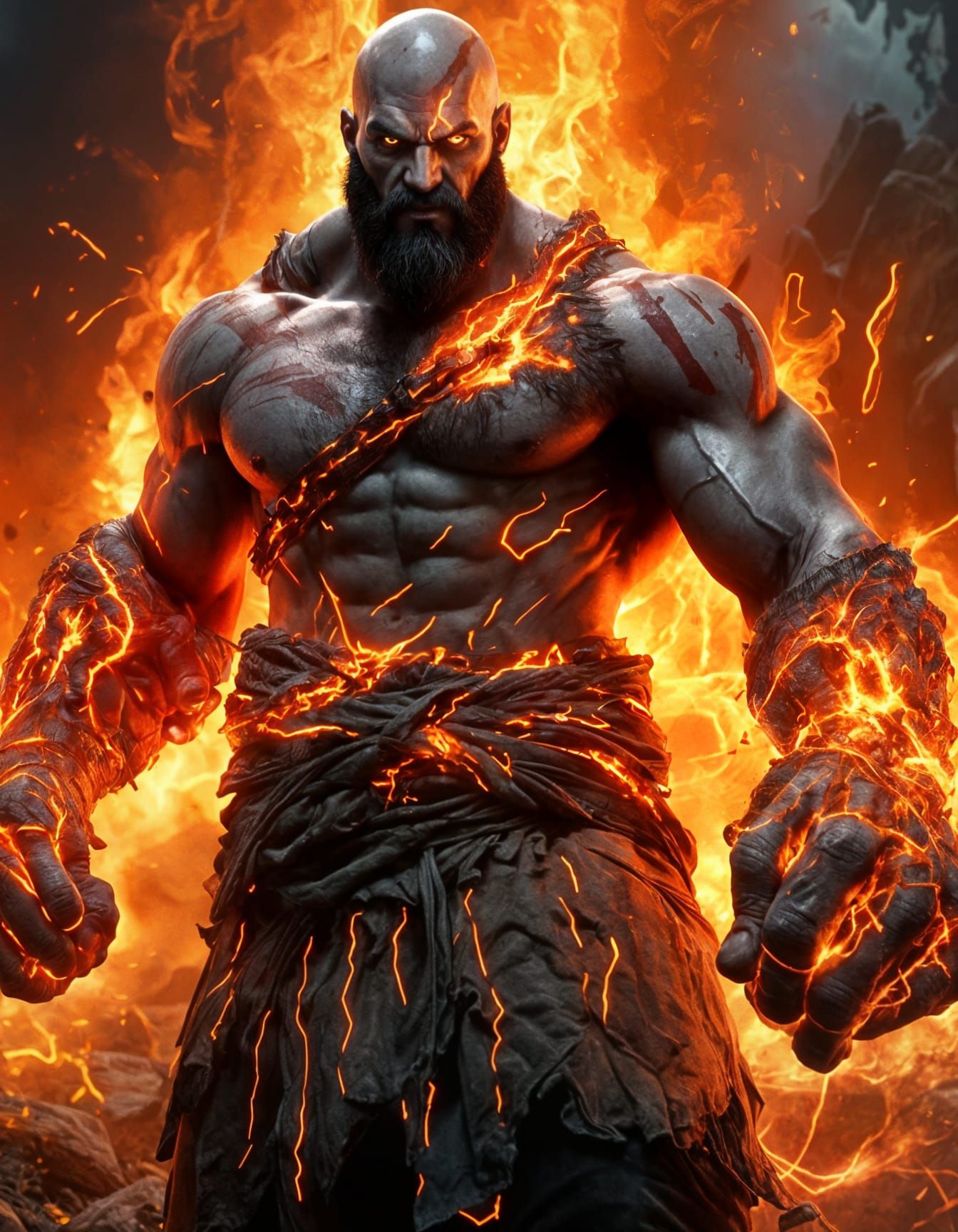 Magma Kratos: PS5 Game Character Concept Art