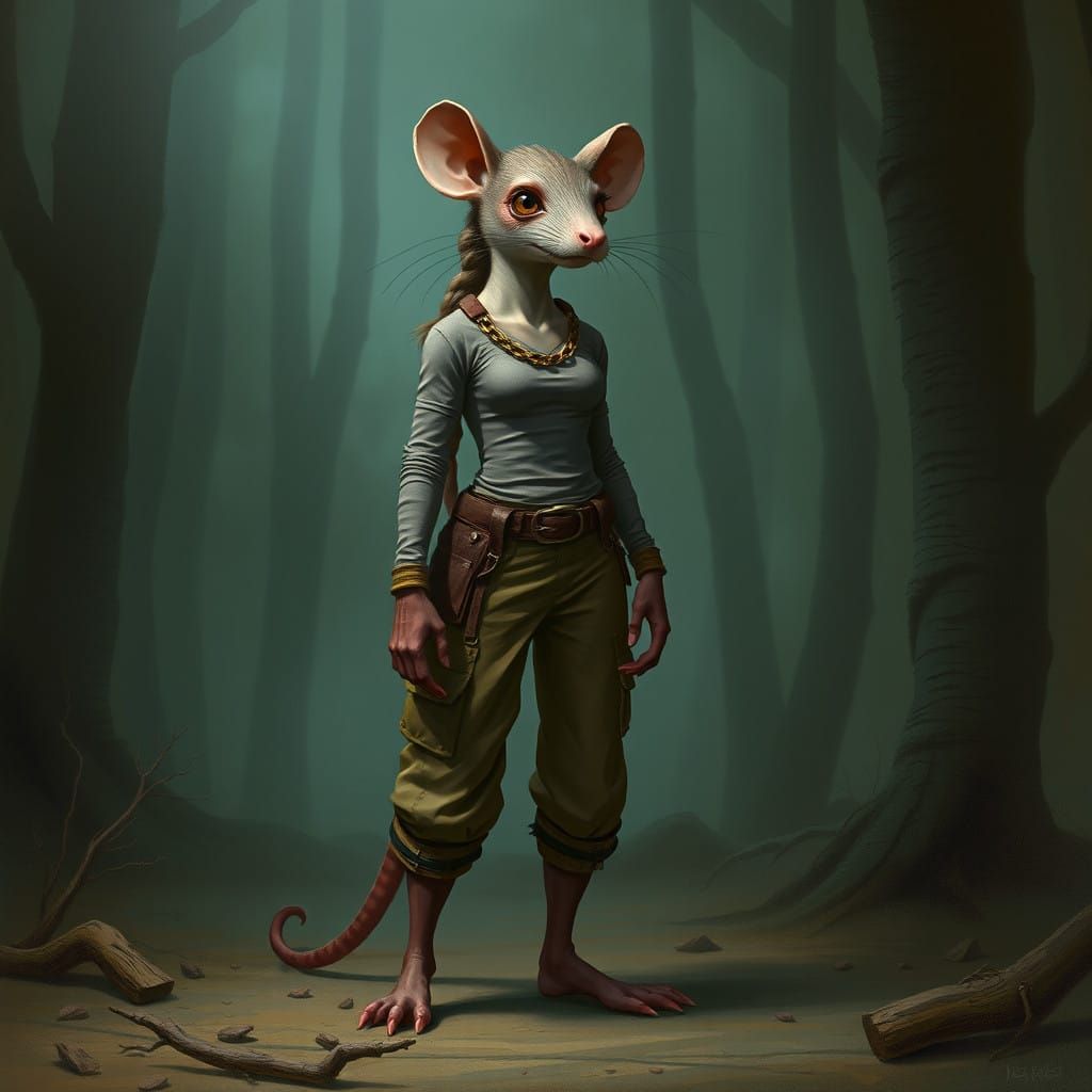 Fantastical Were-Rat Quinn Figurine in Earthy Attire
