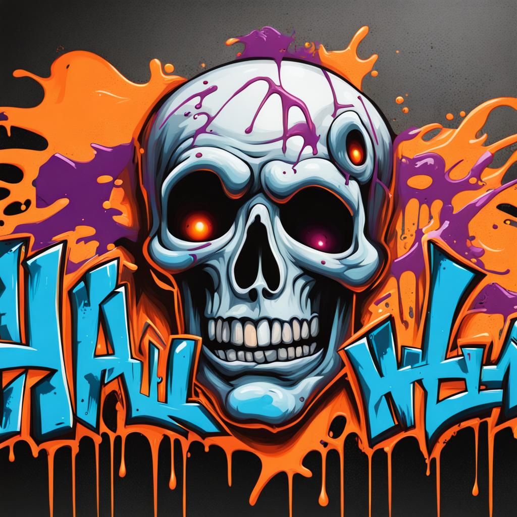 Halloween Graffiti Text in Street Art Style
