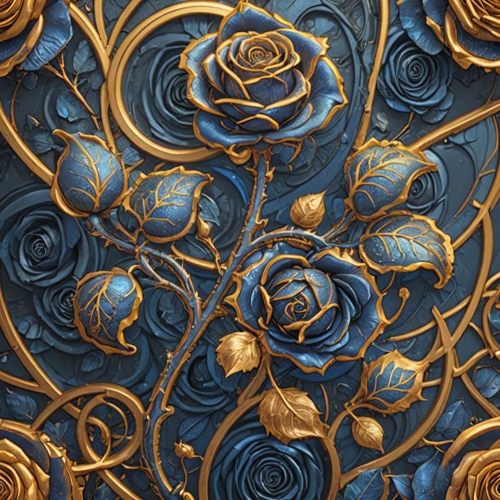 Hyperdetailed Deep Blue Rose: Dark Fantasy Concept Art