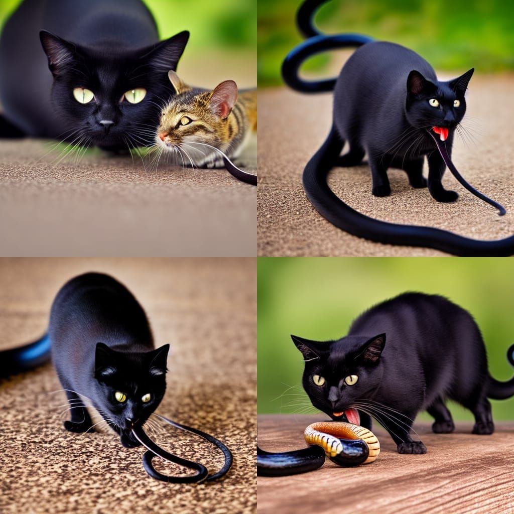 Black Cat's Predatory Feast: Professional Photography
