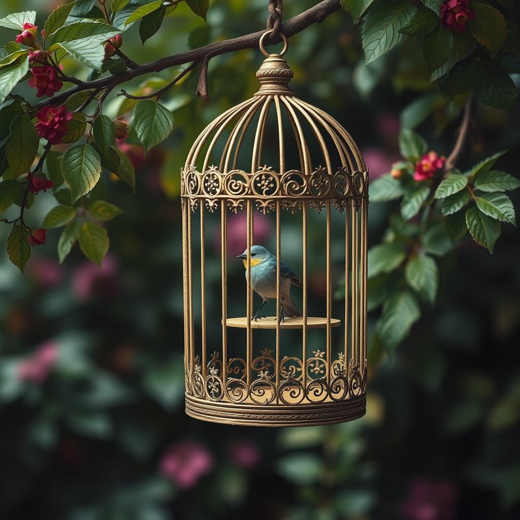 Whimsical Birdcage in 18th-Century French Art Style