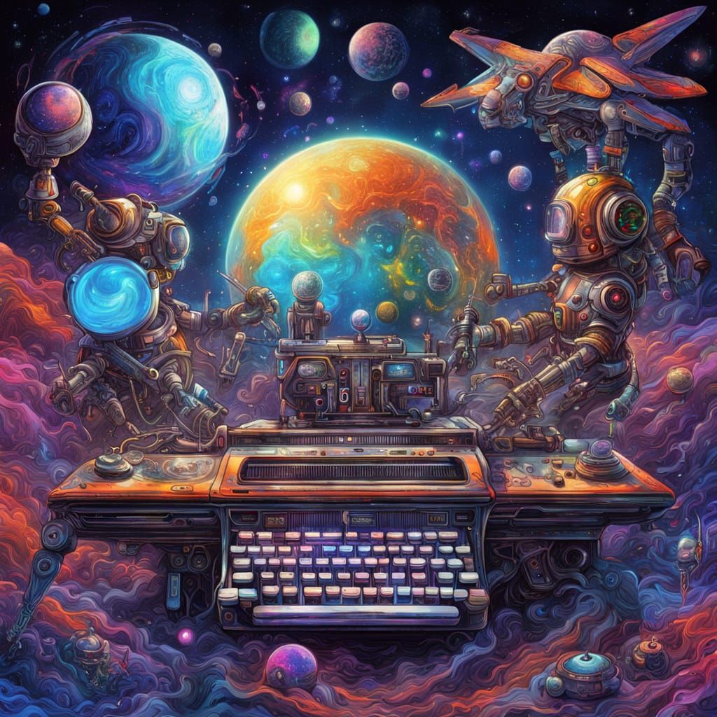 Galactic Cyborg Self-Discovery in Cosmic Holographic Art