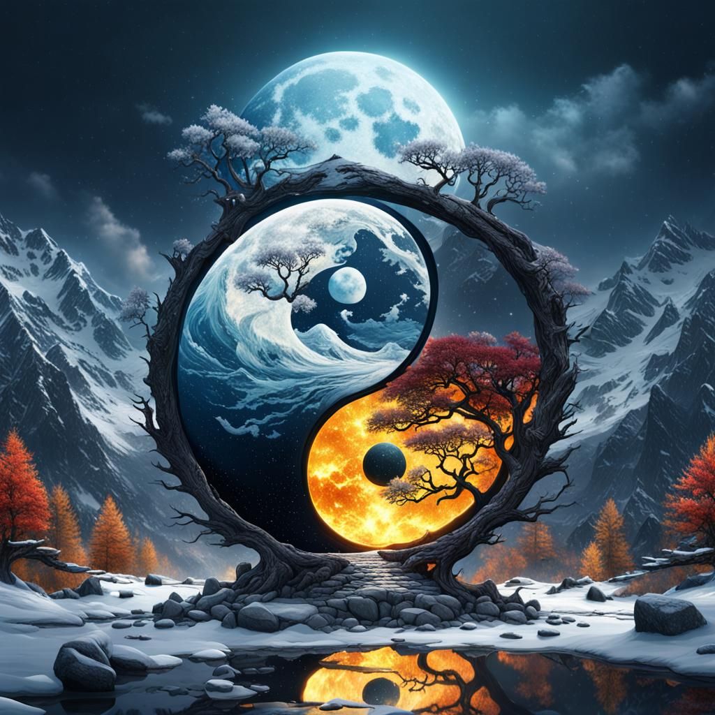 Yin-Yang Seasons: Digital Matte Painting