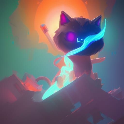 Evil Nyan Cat Concept Art in Art Nouveau Style