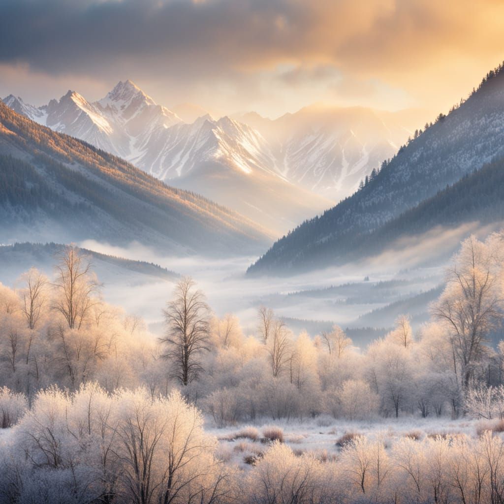 Snowy Mountains at Dawn Landscape Photography