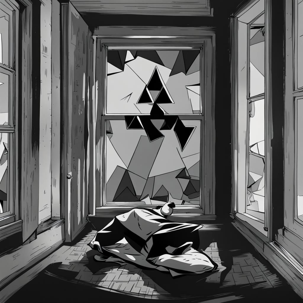 Surreal Cartoon Doctor Cursing as Triangles Fall