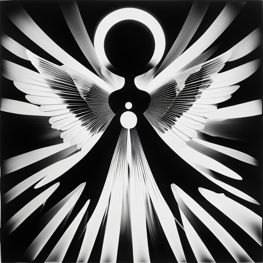Ethereal Angel in Black and White Photogram