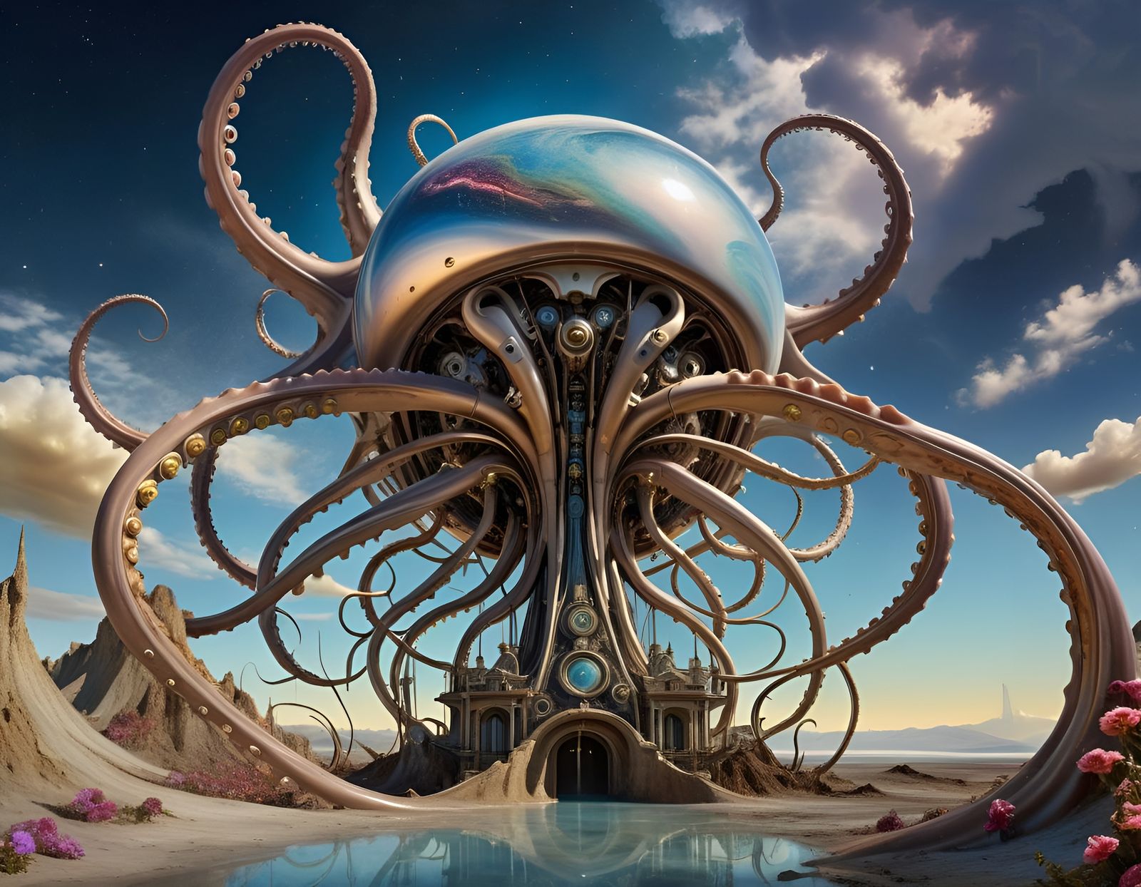 Mechanical Tentacle Creation in Surrealist Style