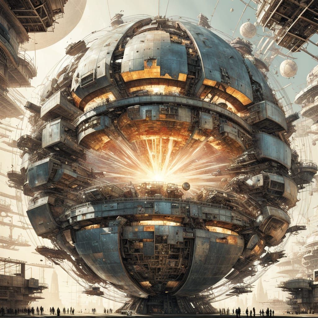 Dyson Sphere Explosion Schematic as Digital Art