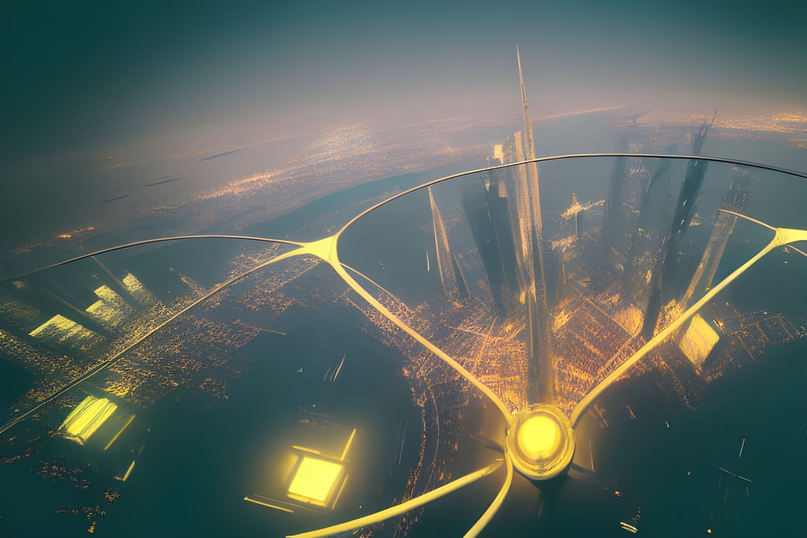 Futuristic Endless Cityscape: Bird's-Eye View