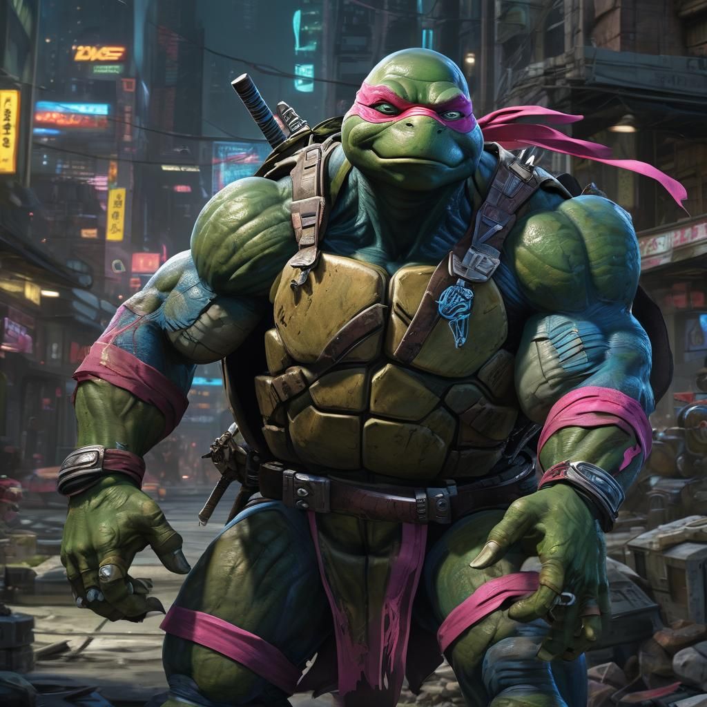 Muscular Ninja Turtle Ready for Battle