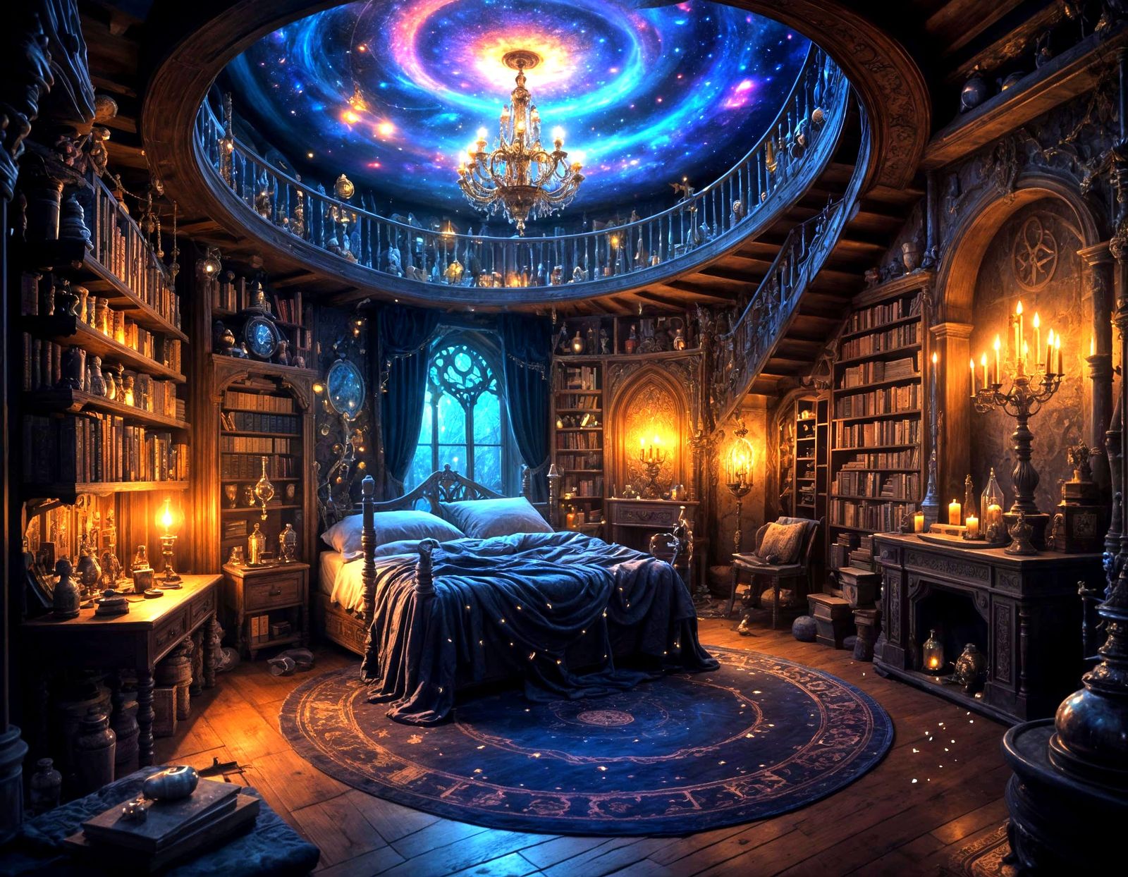 Whimsical Wizard's Sanctum in Mystical Illumination
