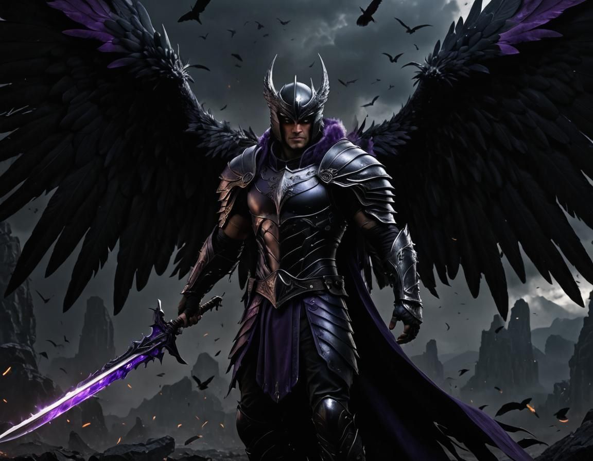 Victorious Winged Warrior in Dark Fantasy Style
