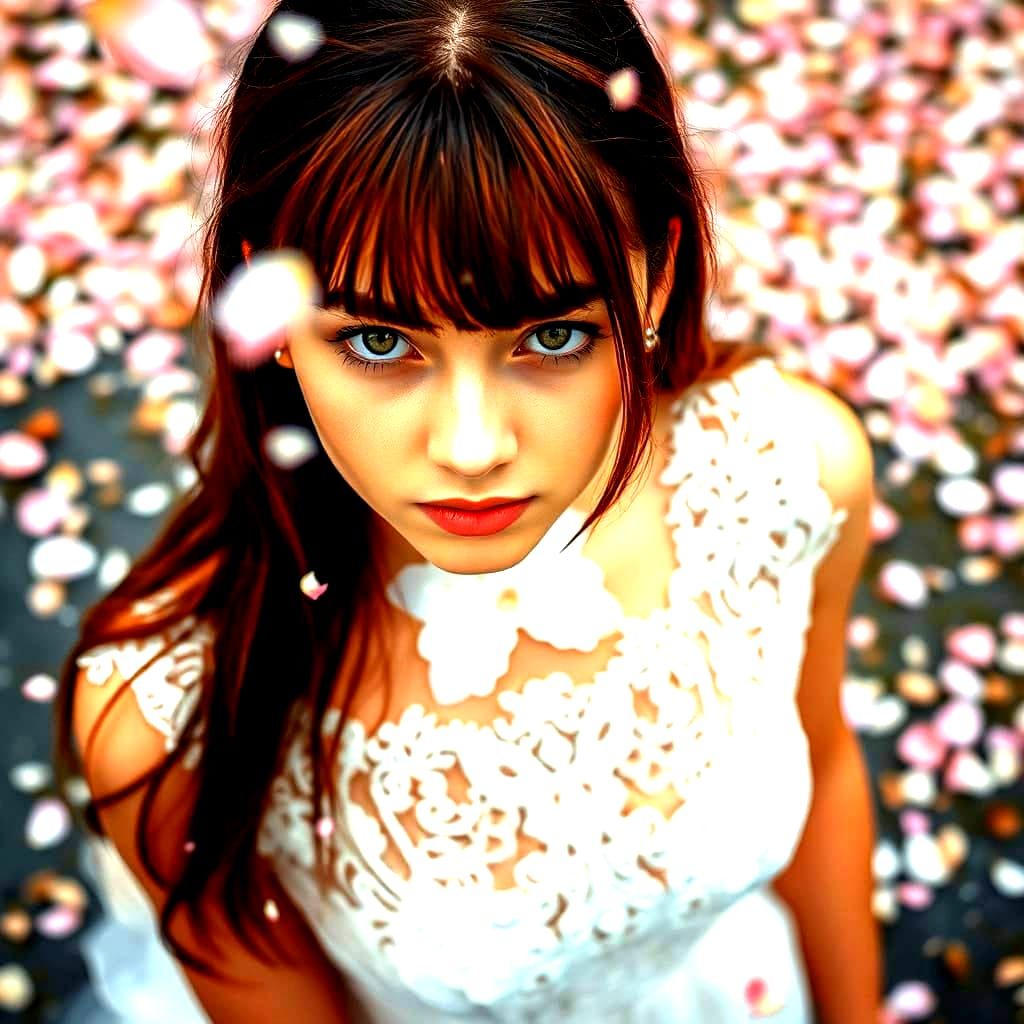 Surreal Flower Girl Caught in Rainy Day Bloom