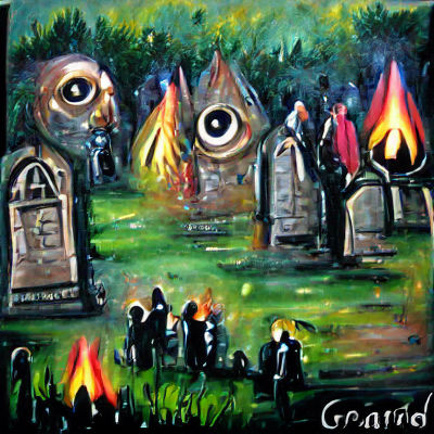 Eerie Graveyard Under Moonlight