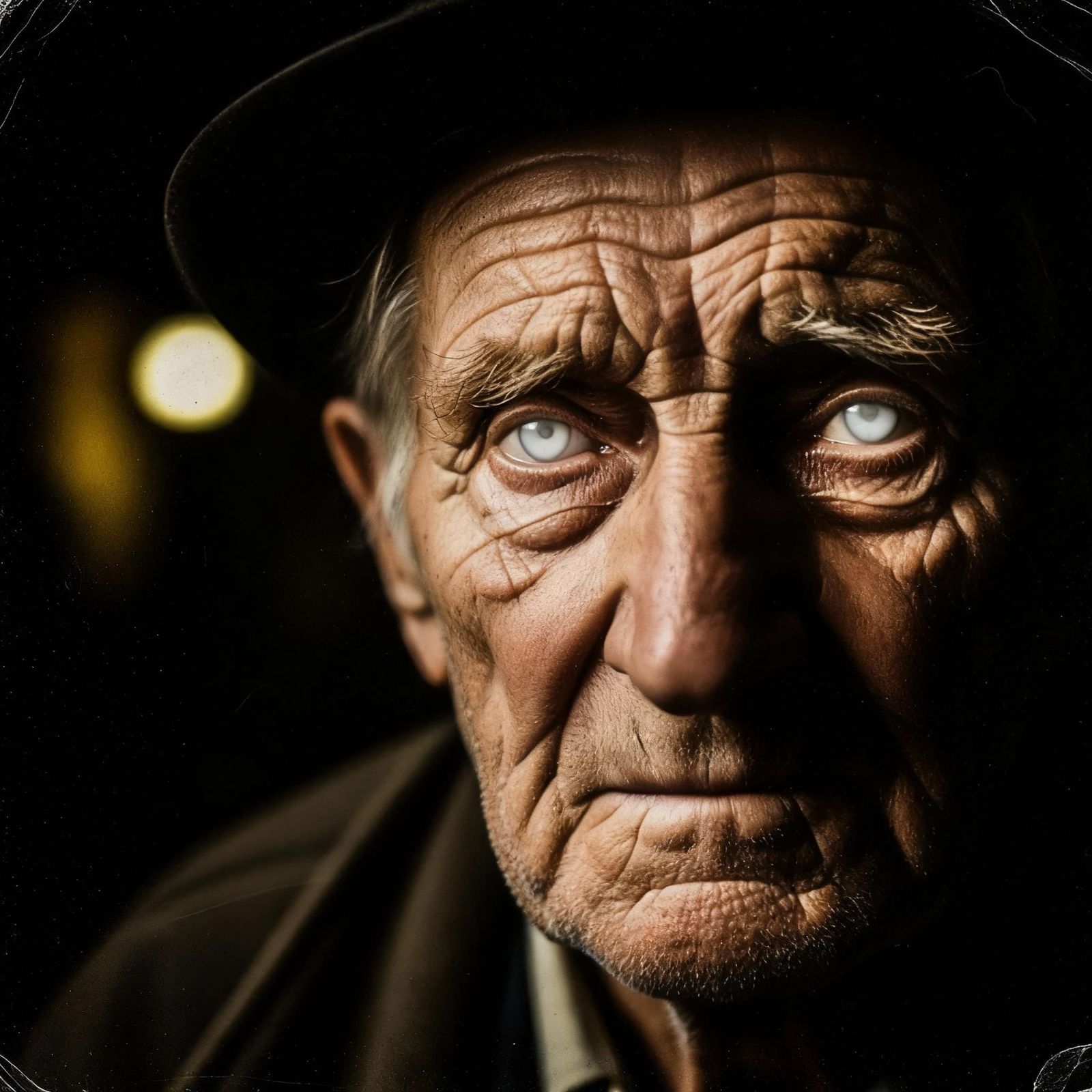 Old German Farmer's Face in 1980s Pub Photo