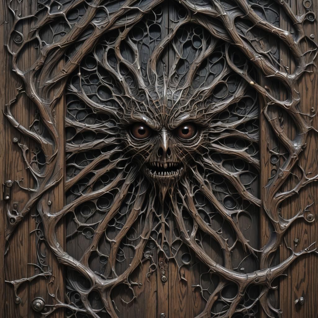 Creepy Door Covered in Eyes: Dark Fantasy Art