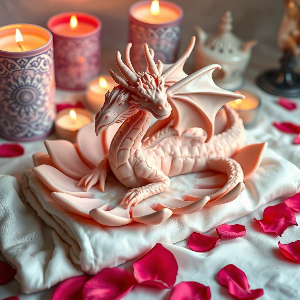 Serene Soap Dragon with Lotus Silk Towel
