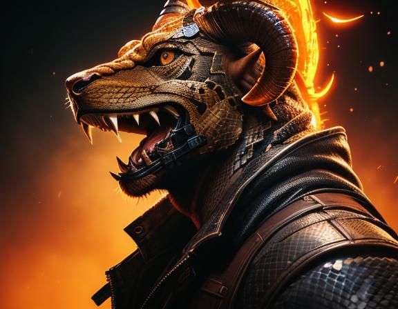 Detailed Portrait of Horned Snake Head