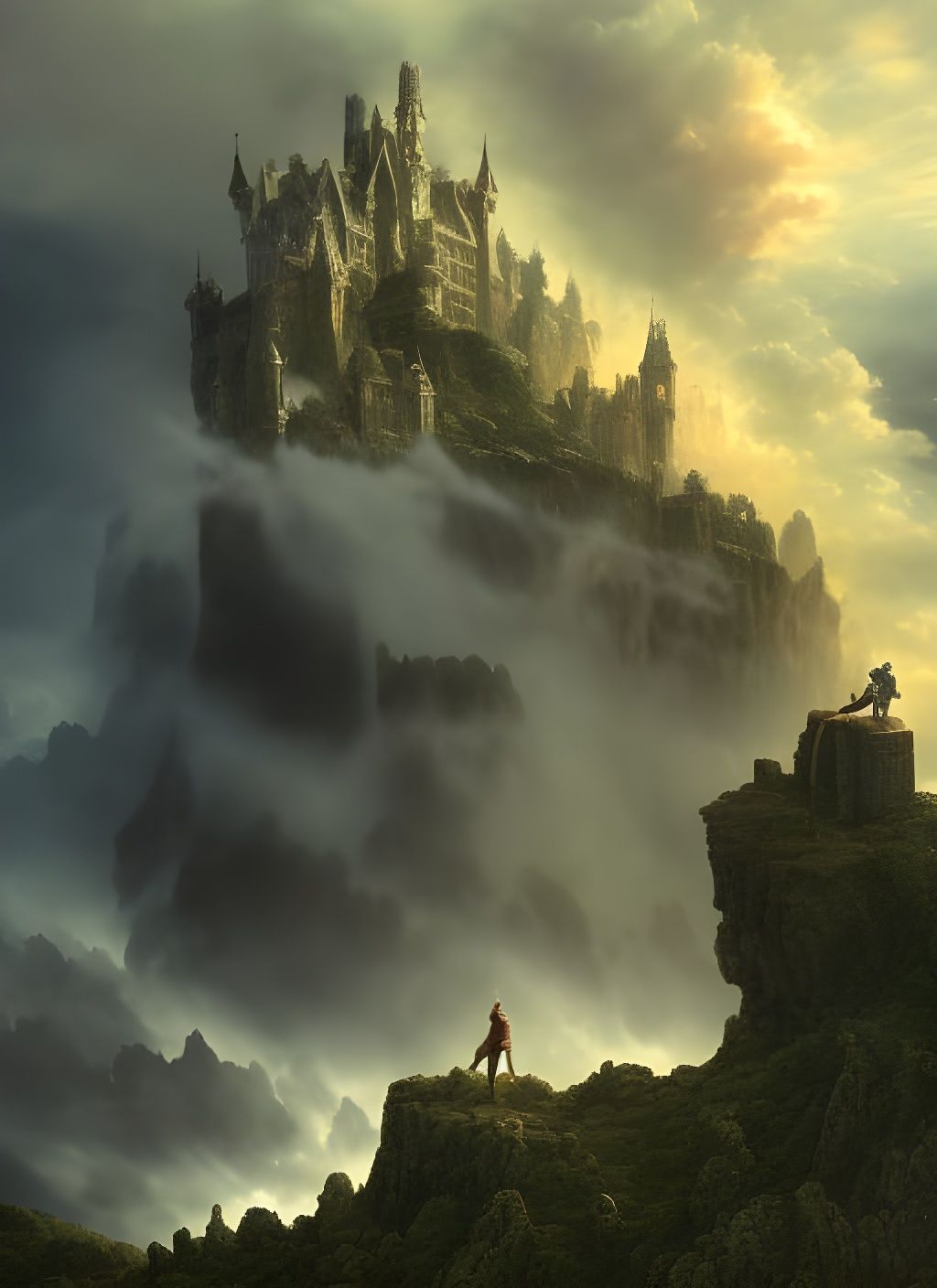 Gothic Mansion on a Cliff in Dramatic Lighting