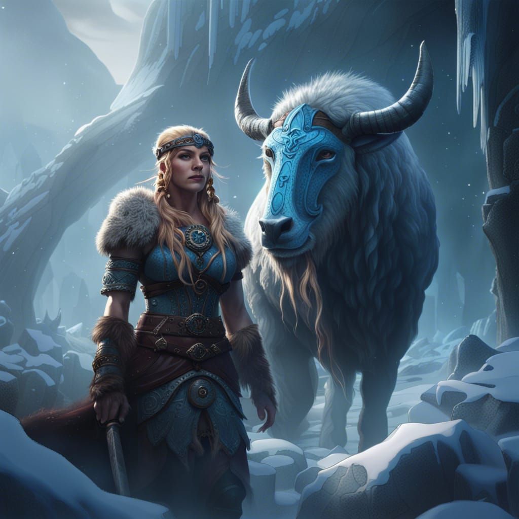 Viking Goddess in Frozen Nordic Landscape