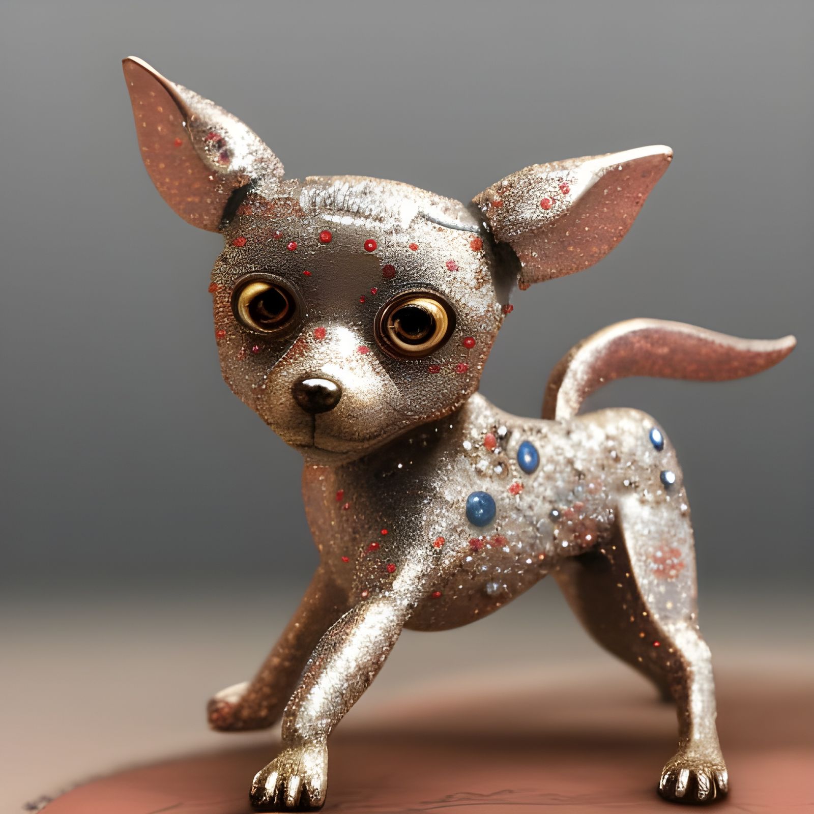 Jeweled Chihuahua Sculpture in Anime Style