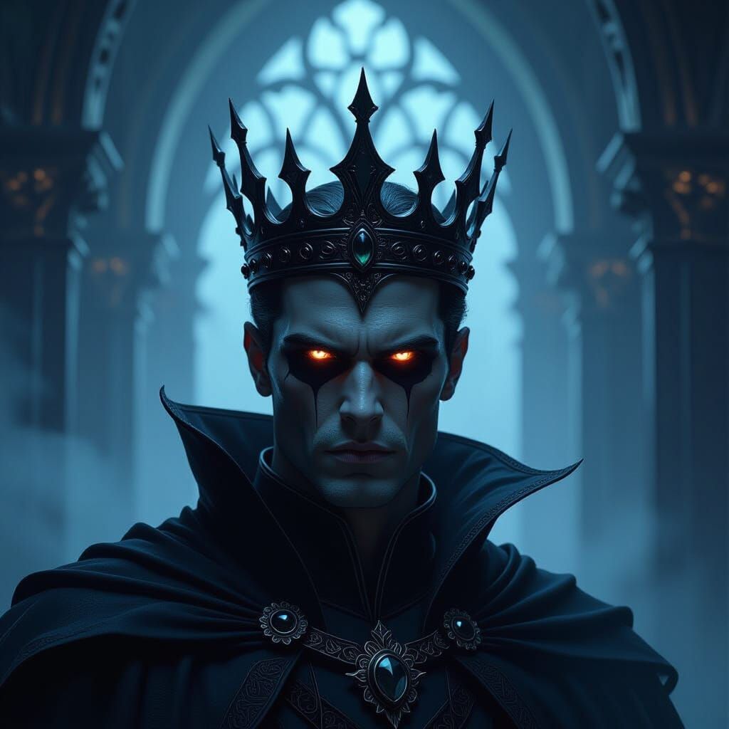 Gothic King of Shadows with Obsidian Crown