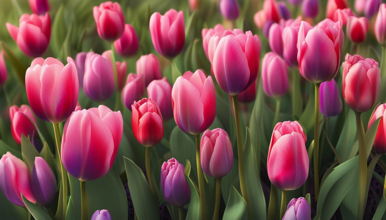 Vibrant Tulip Field in Hyper-Realistic Detail