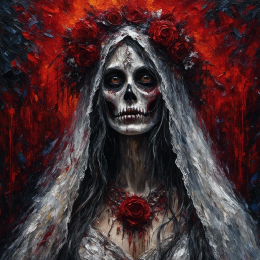 Halloween Ghost Bride in Impasto Style