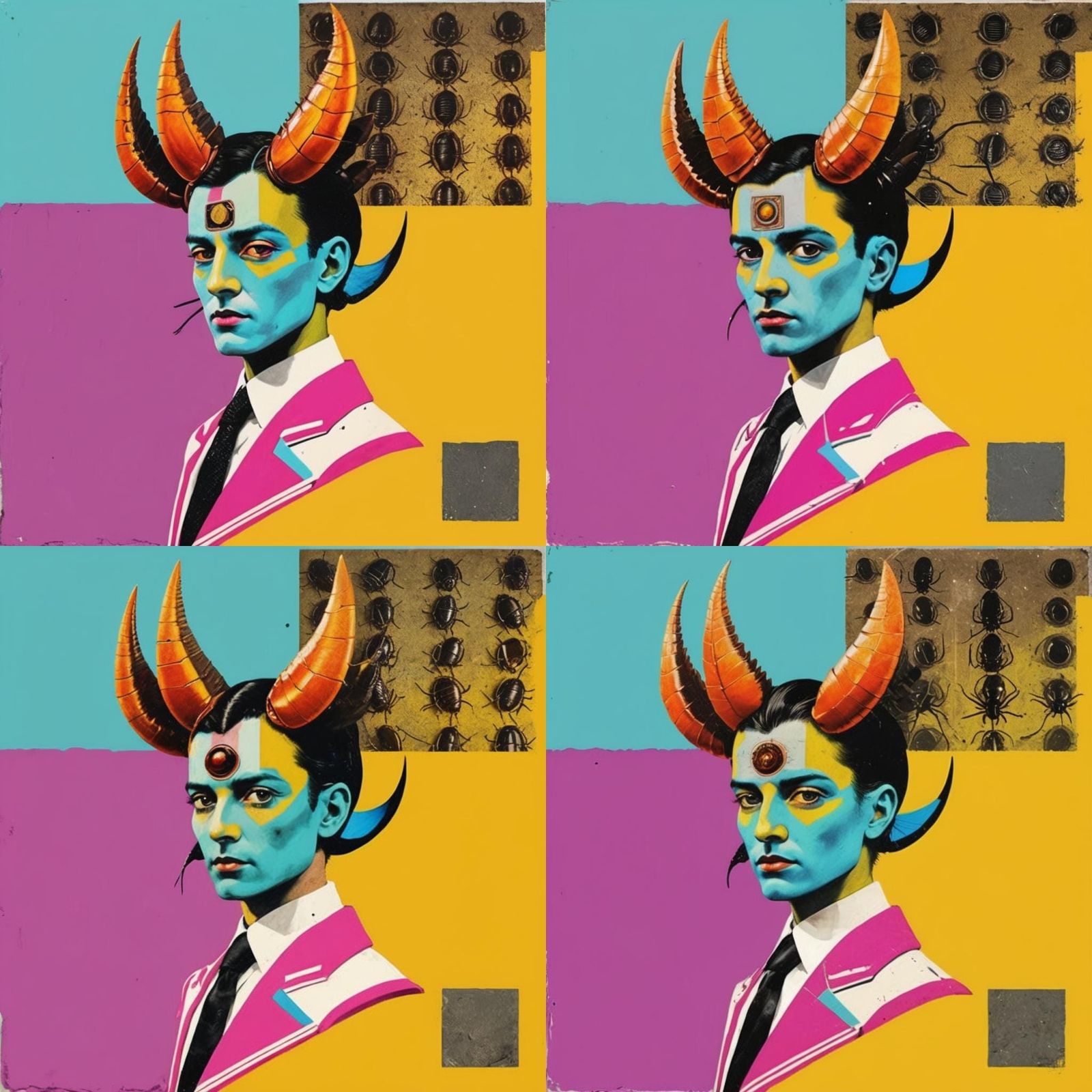 Cyber Cockroach Portrait in Neo-Primitivism Style