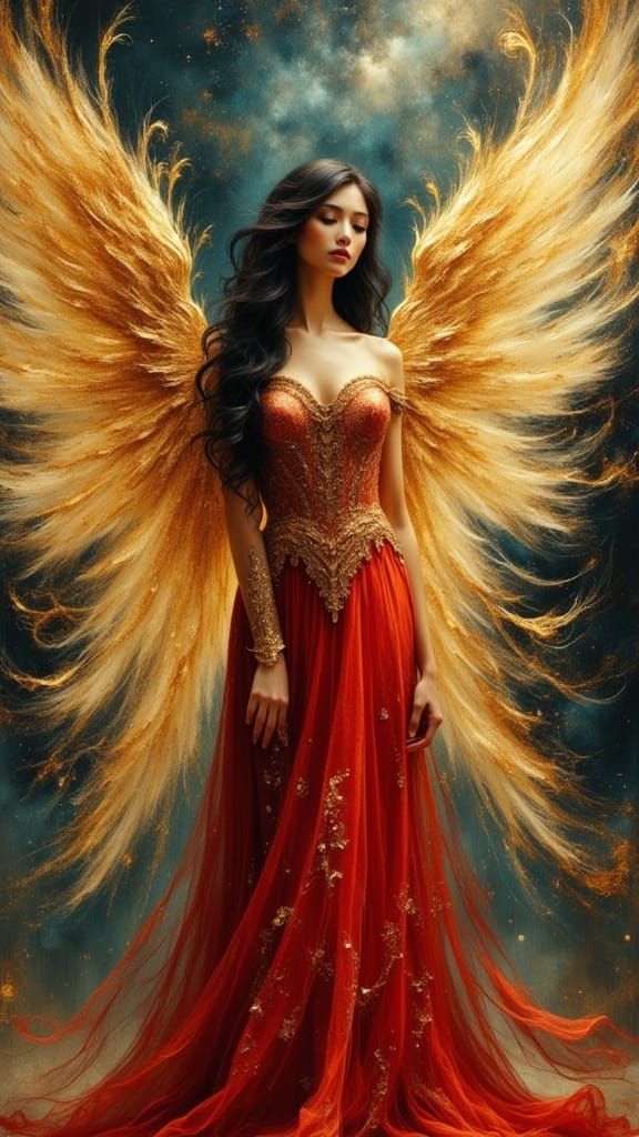 Ethereal Angel in Whirling Sandstorm