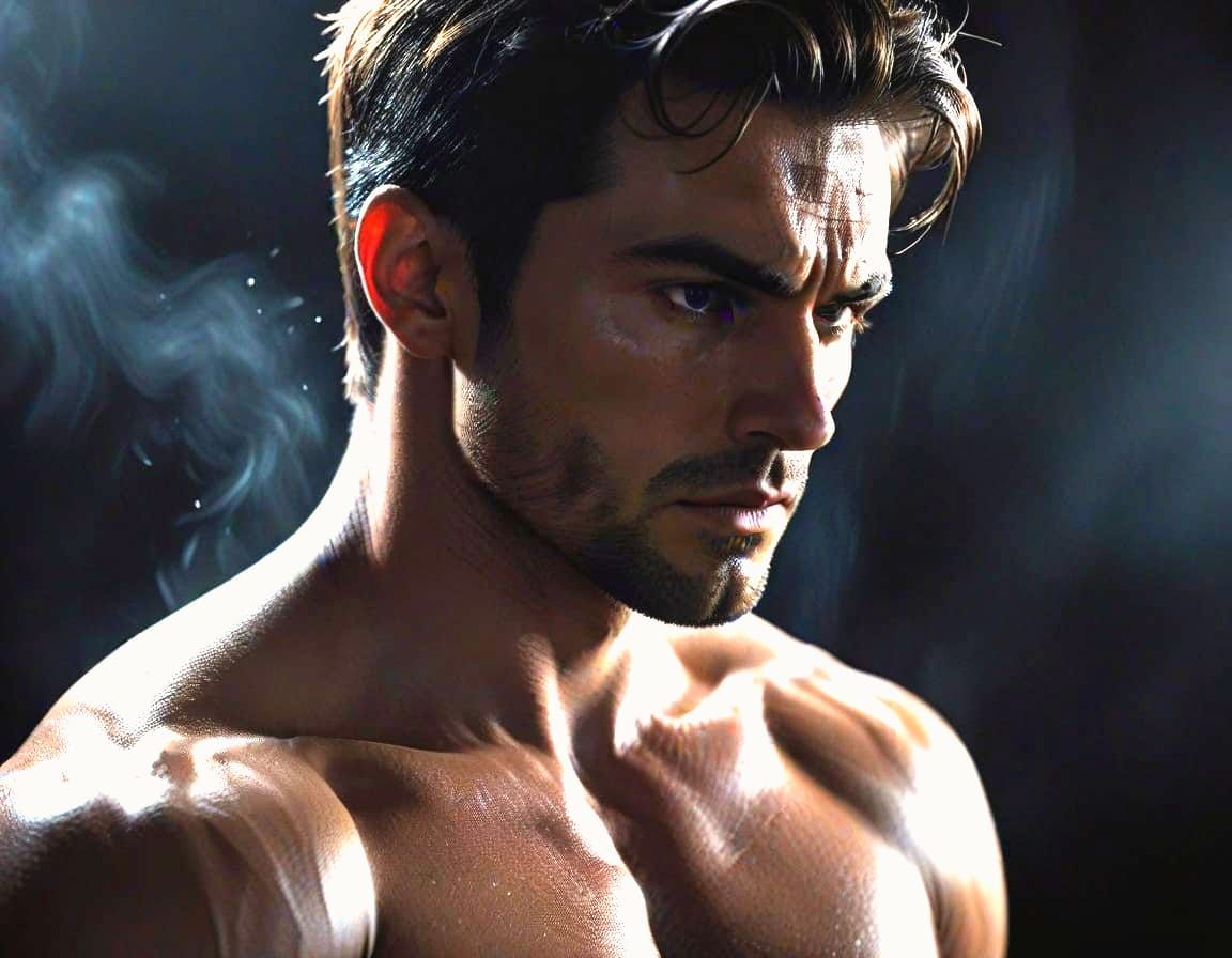 Handsome Man Concentrating in High Contrast