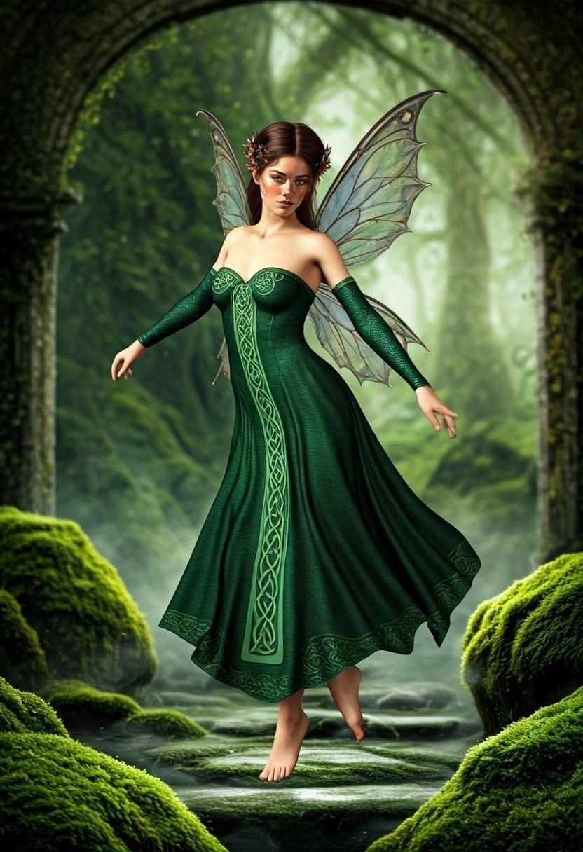 Celtic Fairy Tap Dancing in Surreal Landscape