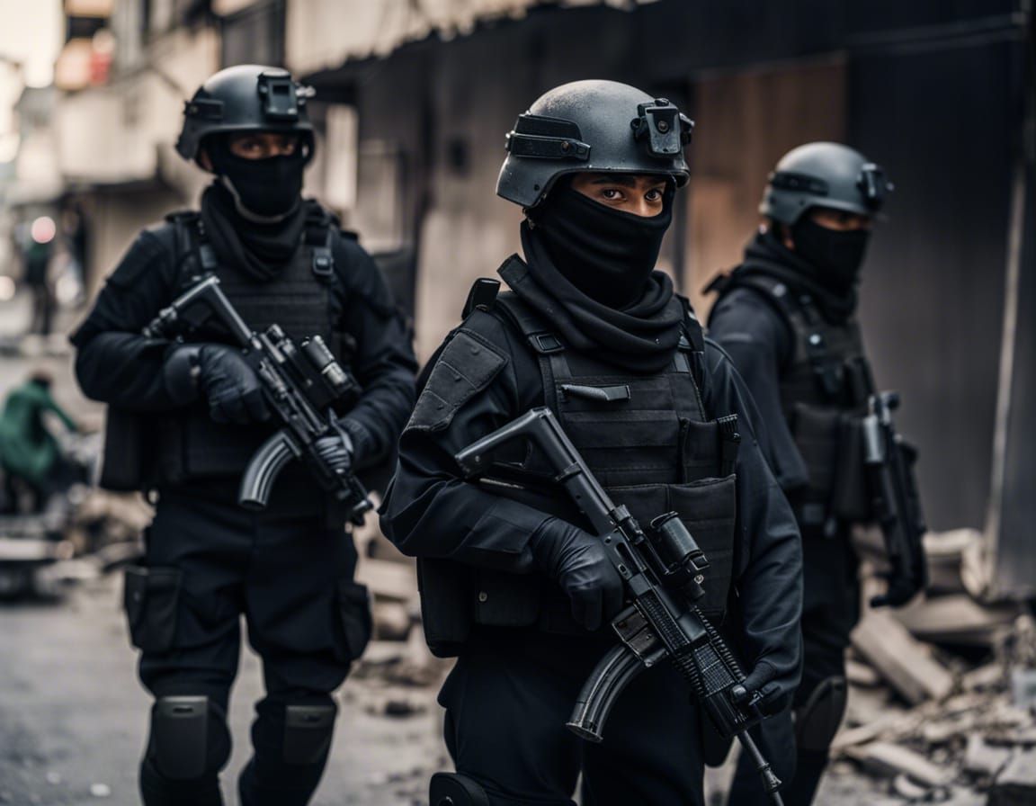 SWAT Team Securing Damaged City Streets
