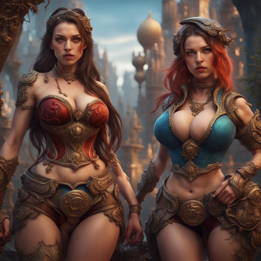 Fantasy Art: Curvaceous Women in Detailed Matte Painting