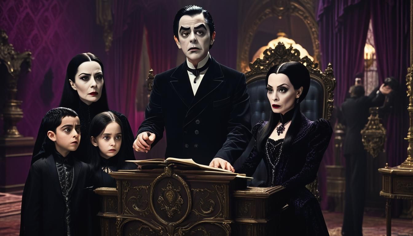Addams Family Reacts: A Gothic Film Still