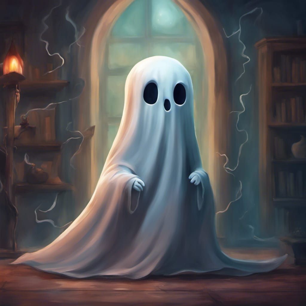 Happy Adorable Ghost Cartoon Illustration