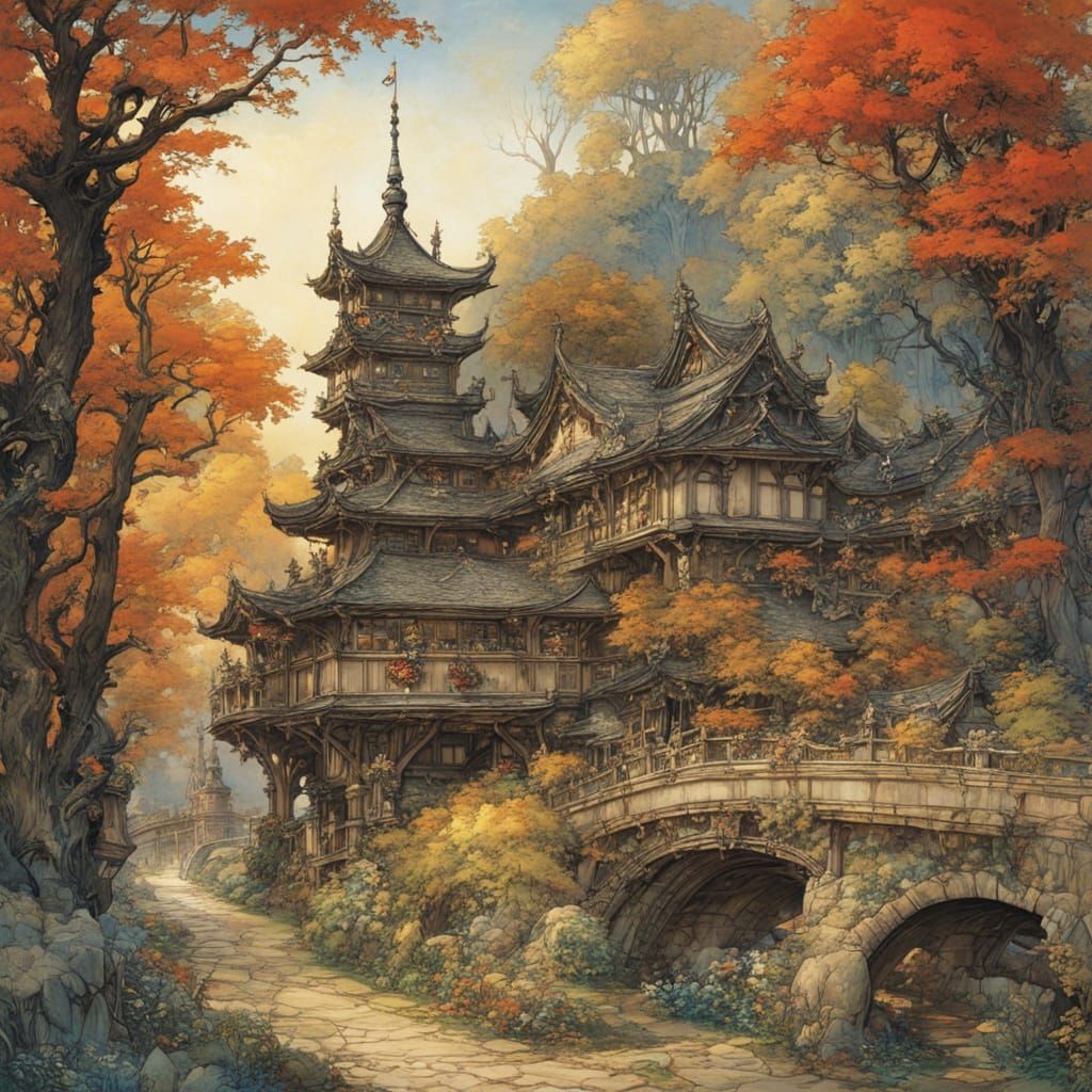 Fairytale Landscape in Anime Style Inspired by Rackham