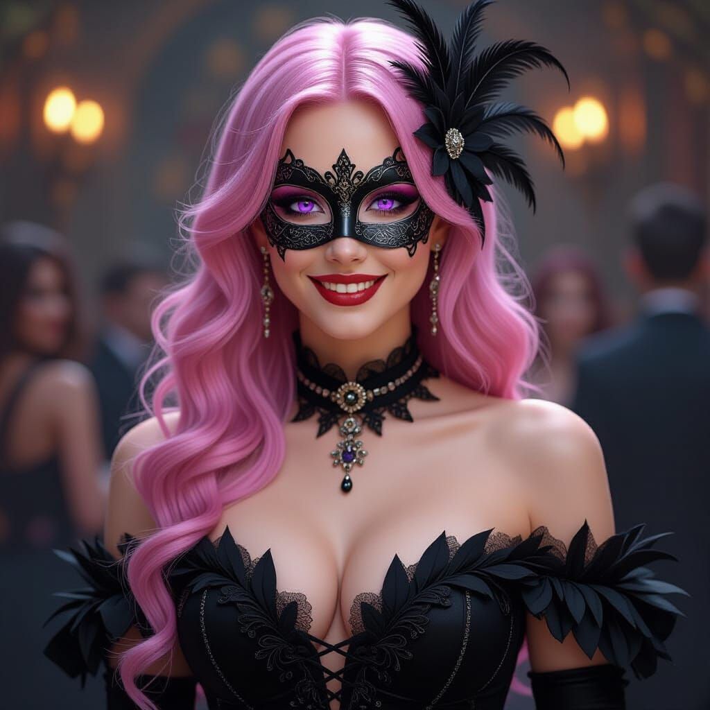 Gothic Raven Woman at Halloween Ball