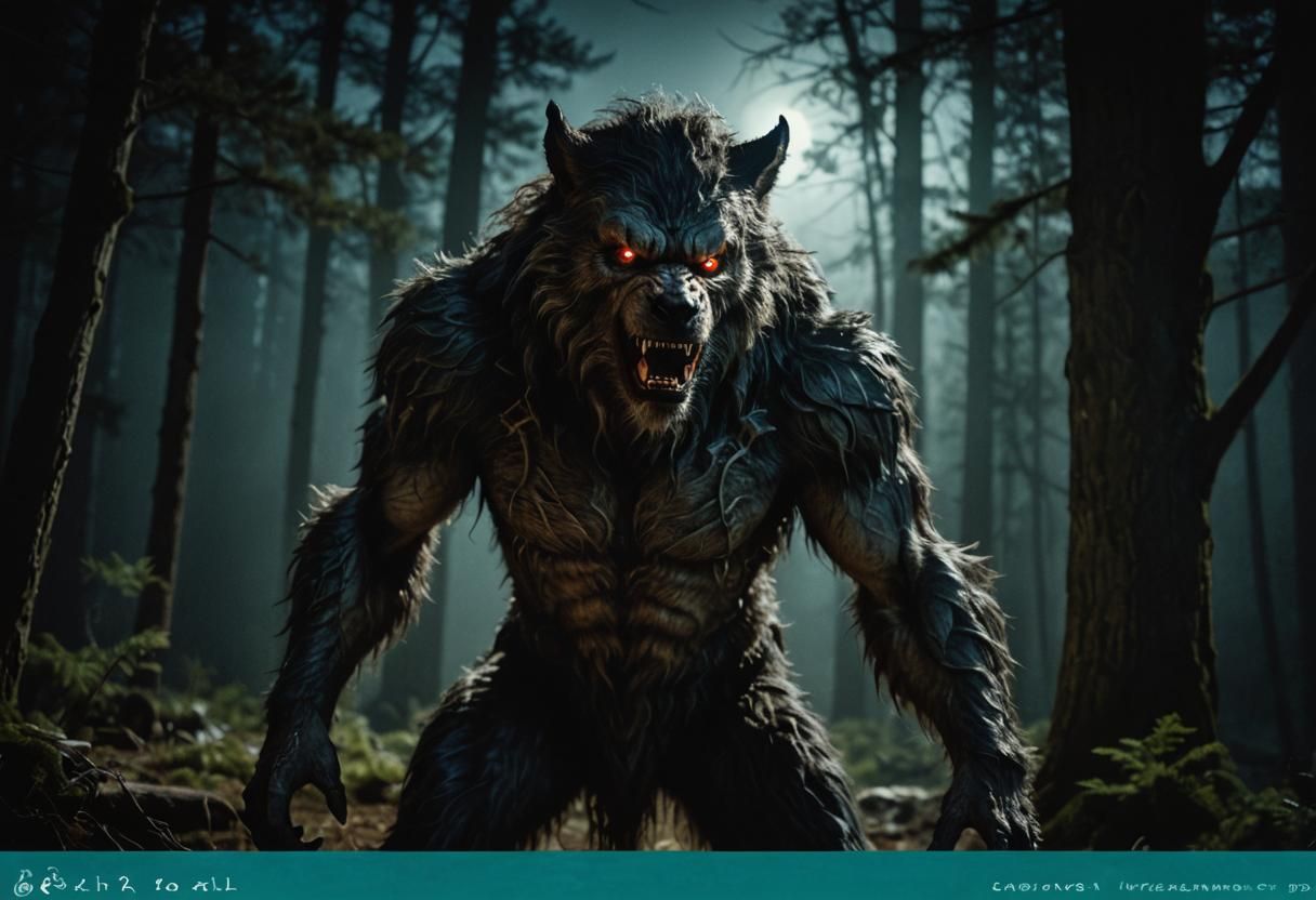 Realistic Werewolf with Glowing Eyes: Cinematic Film Still