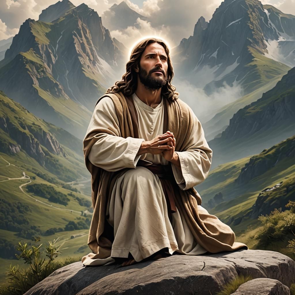 Jesus Christ Praying on the Mountain