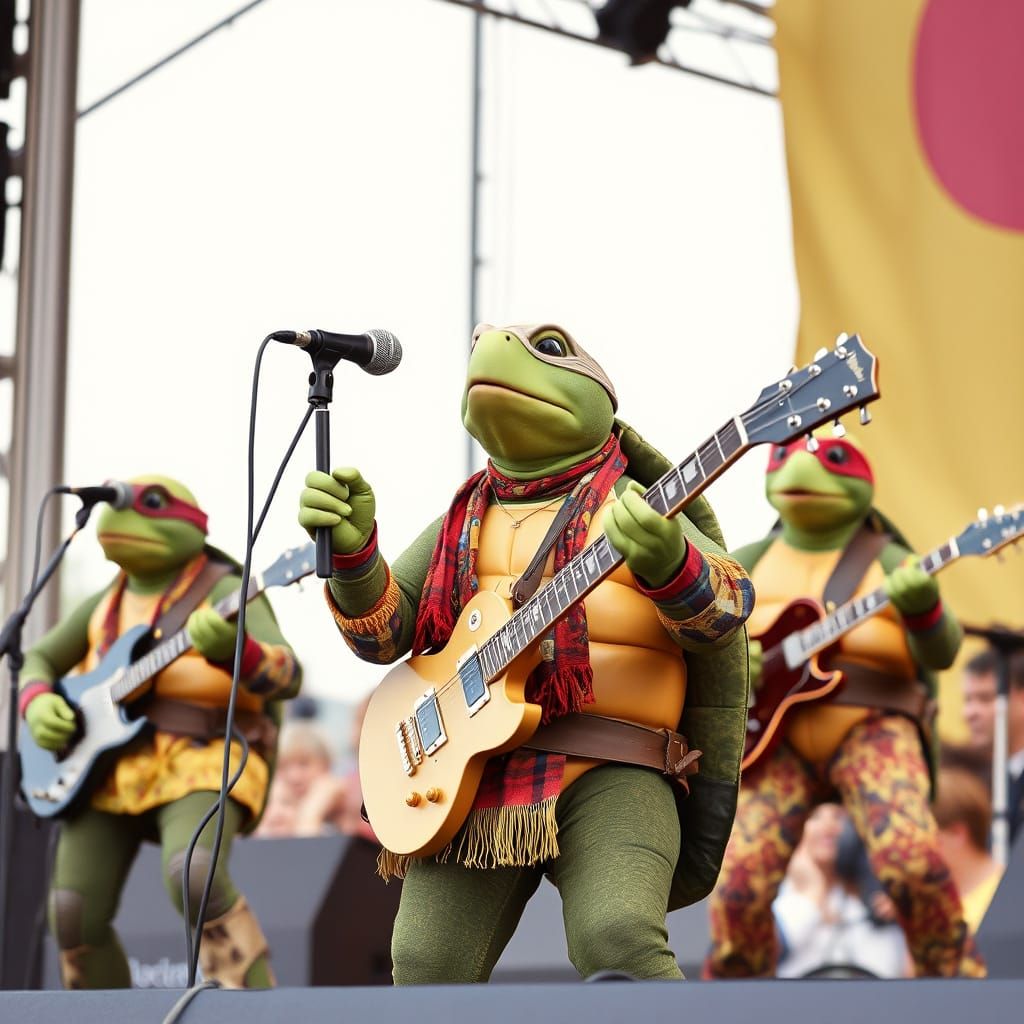 Hippie Turtle Singing at Woodstock