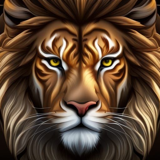 Detailed Lion-Tiger Hybrid Face in Matte Painting