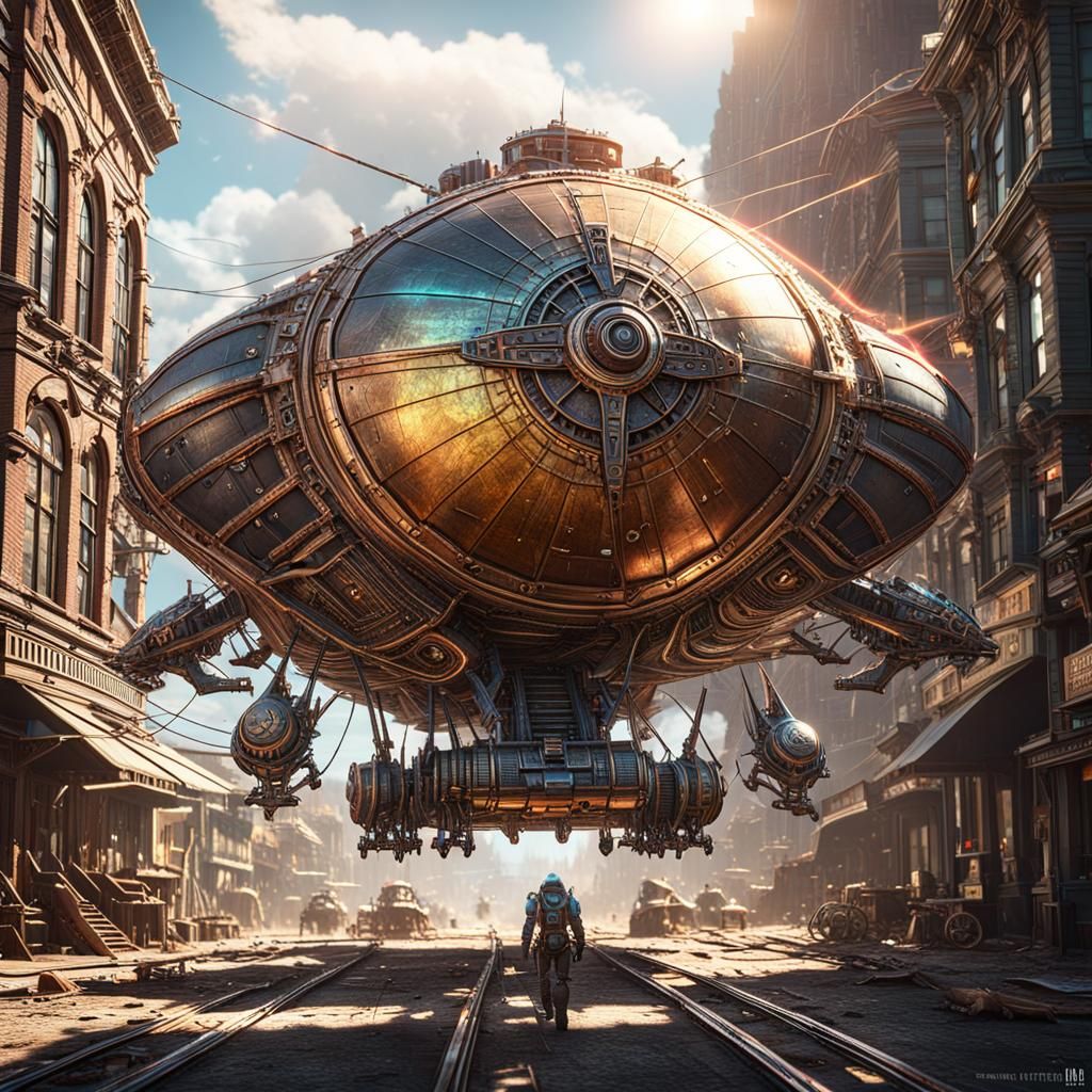 Old West Main Street Airship: Sci-Fi Render