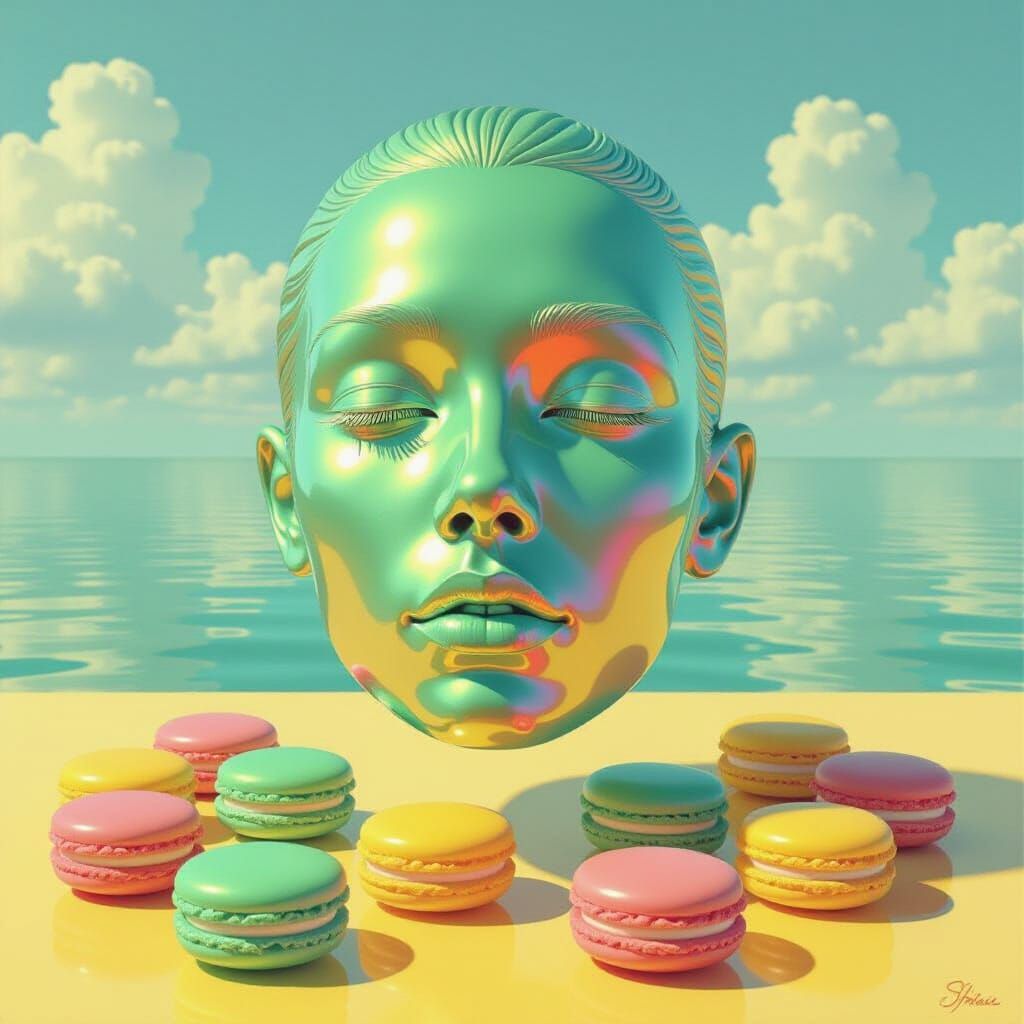 Glass Face with Macarons: A Matte Painting