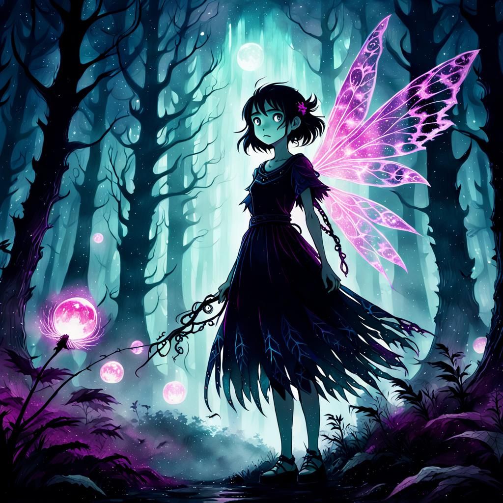 Fairy in a Haunting Studio Ghibli-Inspired Landscape