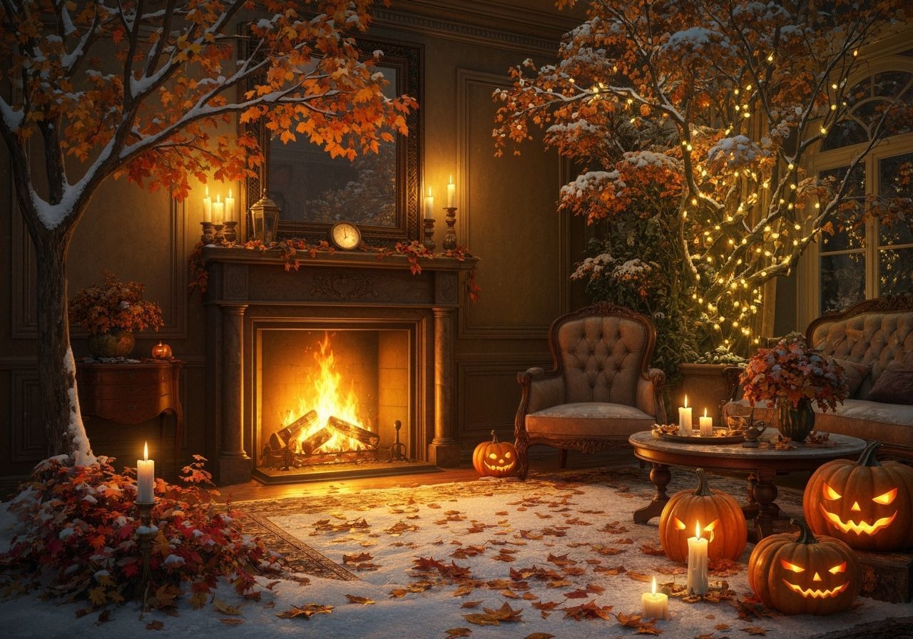 Victorian Halloween Living Room With Cozy Witchcraft Vibe