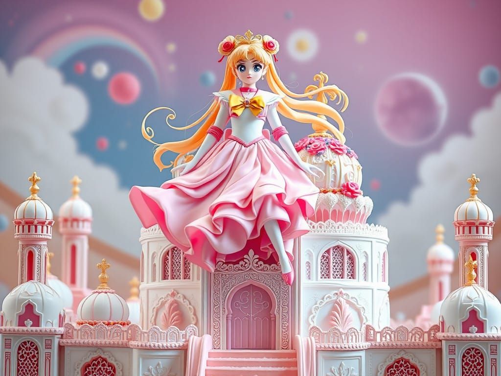 Sailor Moon Reigns Over a Whimsical Cream Palace