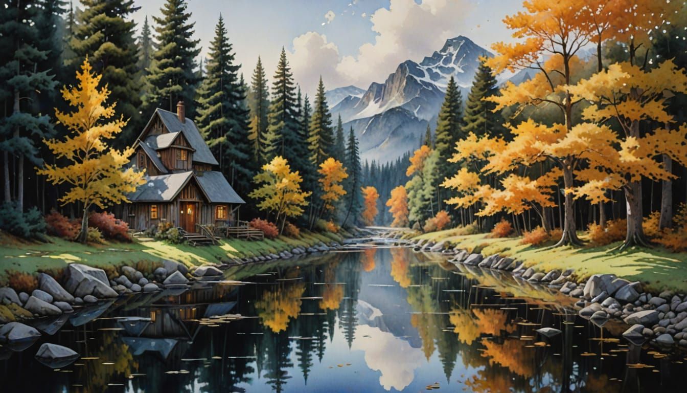 Hyperrealistic Romantic Watercolor Masterpiece of Void and S...